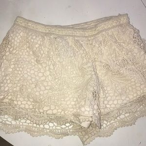 White lace shorts